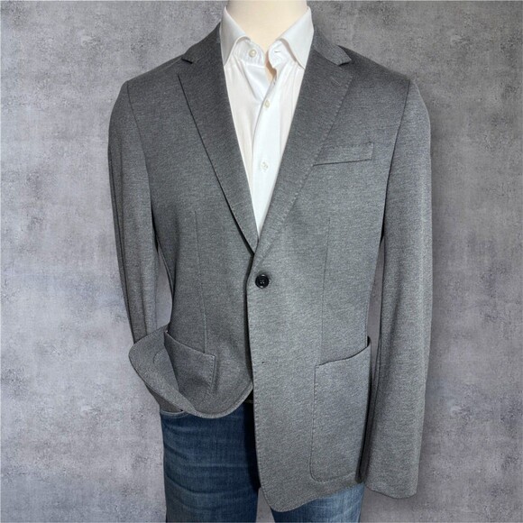 BANANA REPUBLIC Slim fit Mens Blazer 42R Gray Sport Coat 2-Button Jacket Stretch - Picture 2 of 13